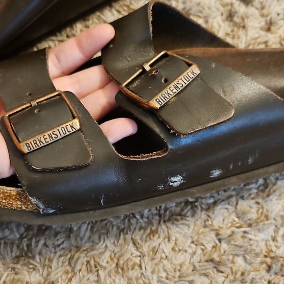 Birkenstock Arizona Brown Leather Sandals Size 46 | Classic Two-Strap Slides main image 6